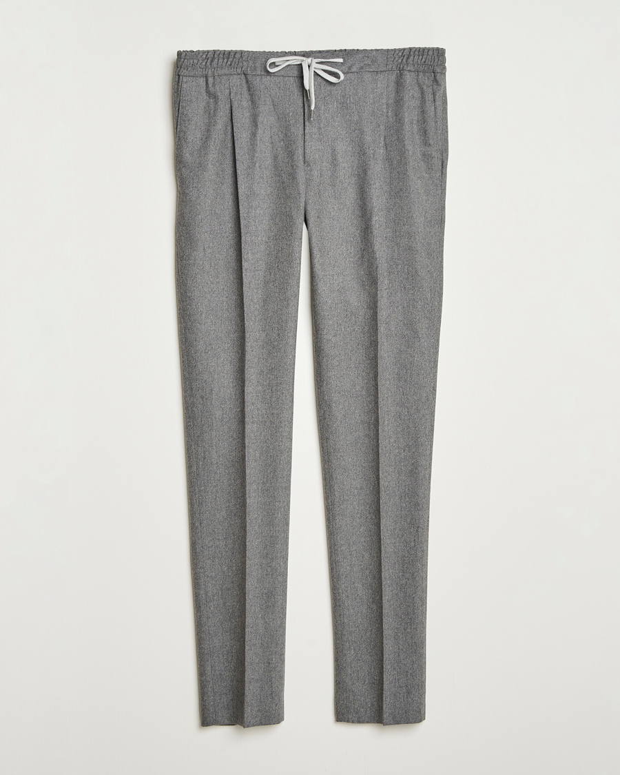 PT01 Slim Fit Wool/Cashmere Drawstring Trousers Grey Melange