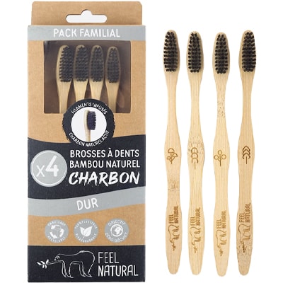 Lot brosses à dents Charbon - Dur - 3   1 offert