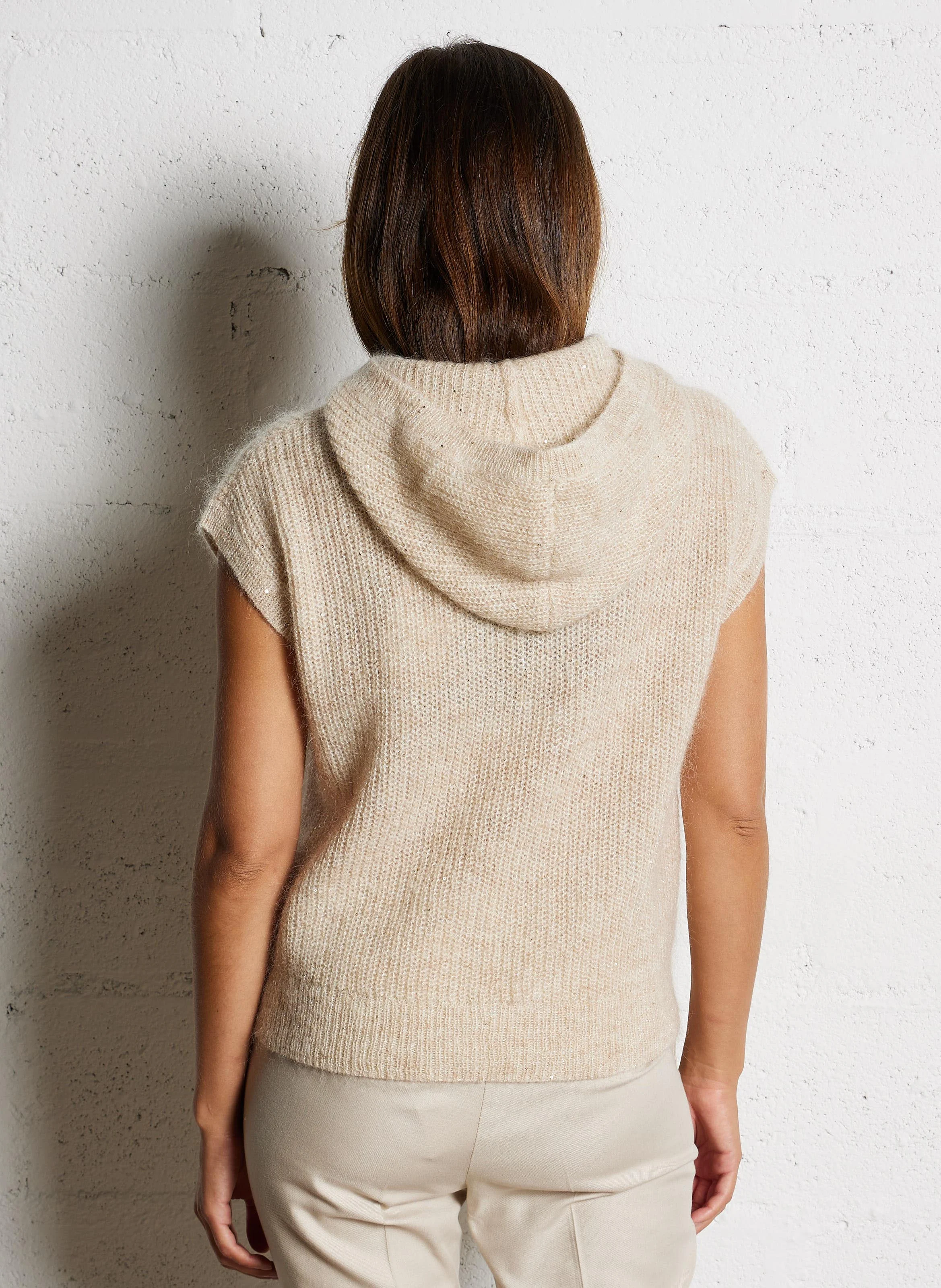 CENA - Pull col capuche en laine mélangée | Beige