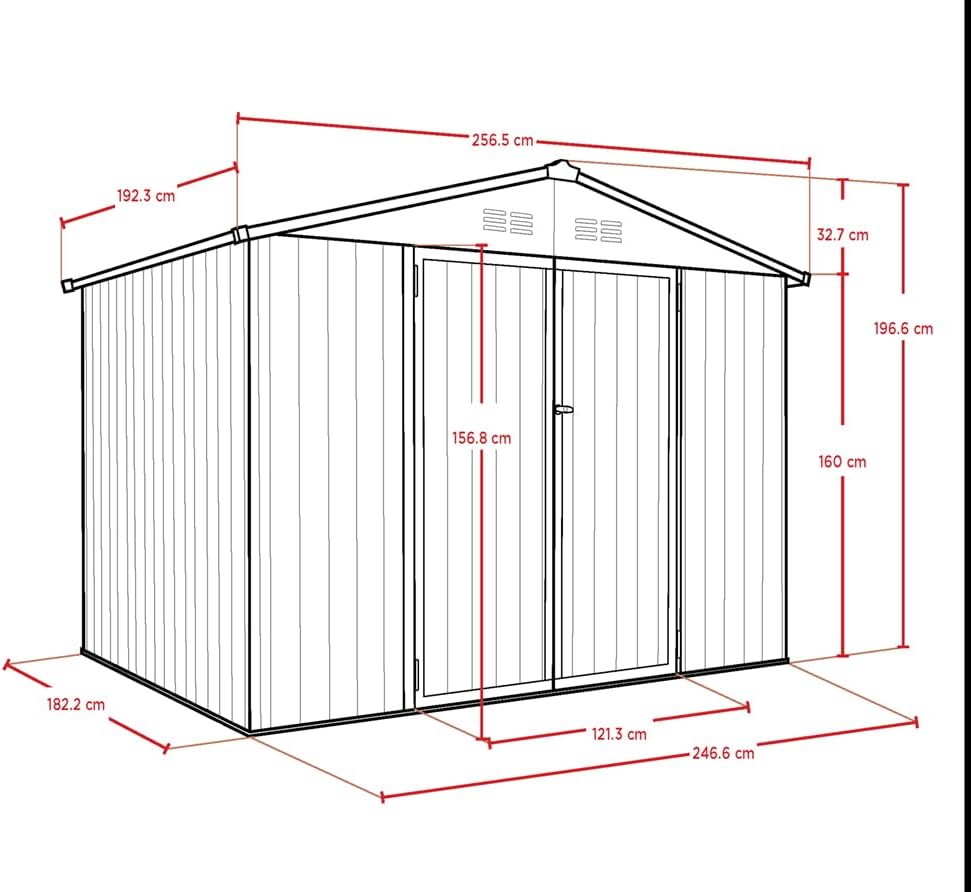 Westmann Stahl Gerätehaus Minor 86 | Anthrazit | 182x247x197 cm