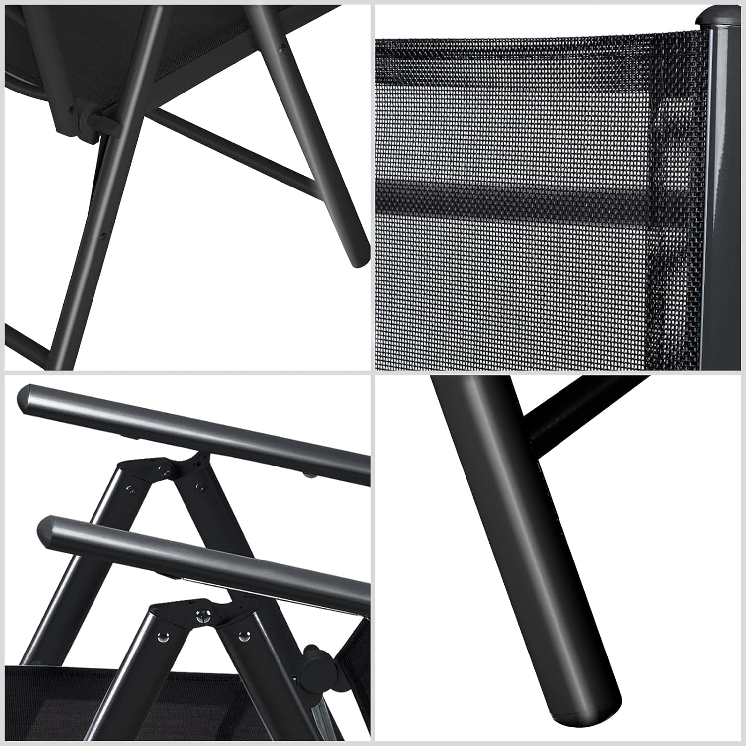 Casaria® Gartenmöbel Set 6 Stühle mit Tisch 150x90cm Aluminium Sicherheitsglas Wetterfest Klappbar Modern Terrasse Balkon Möbel Sitzgruppe Garnitur Bern