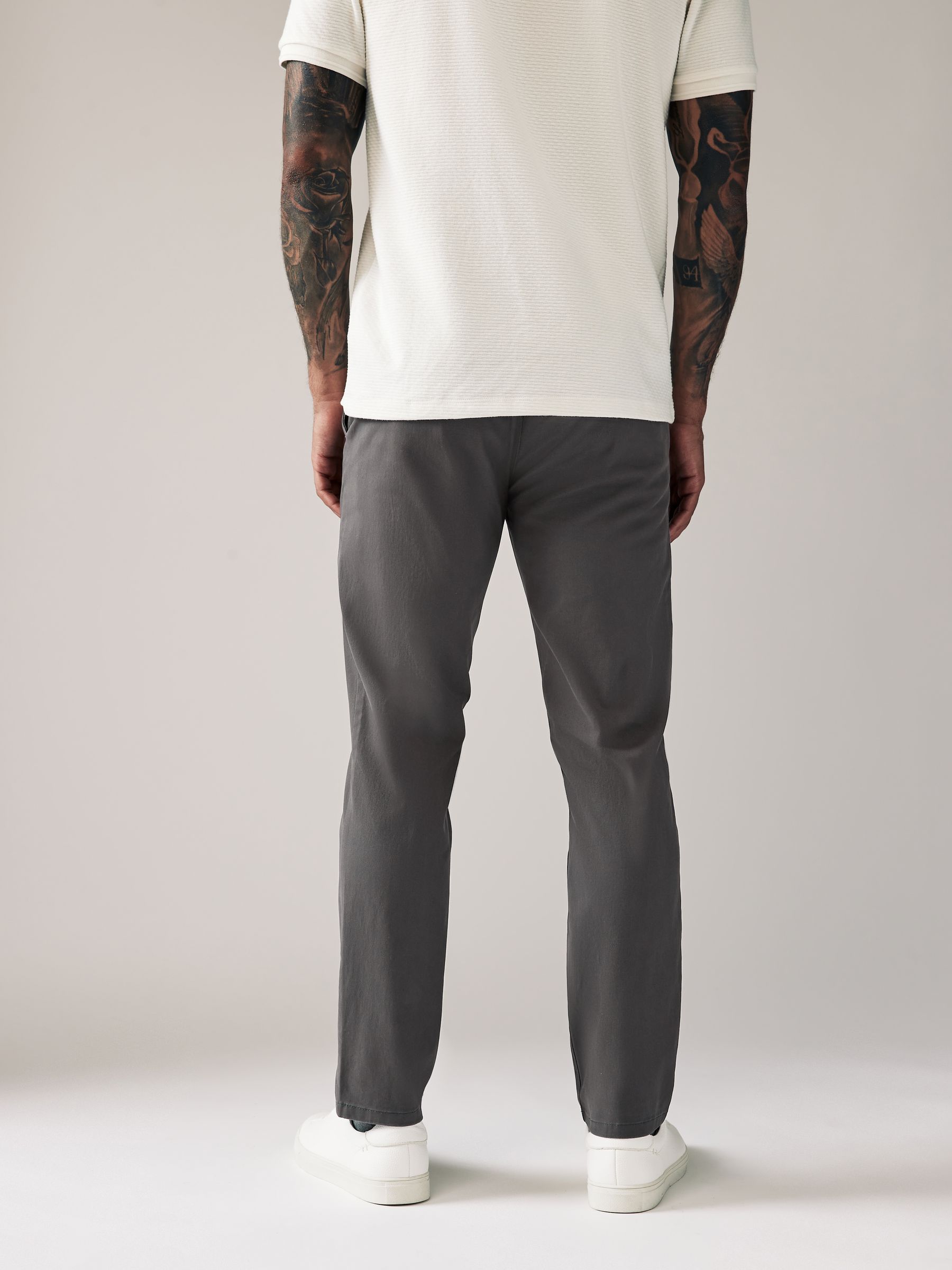 Donkergrijs - Slim Fit - Stretchy chino