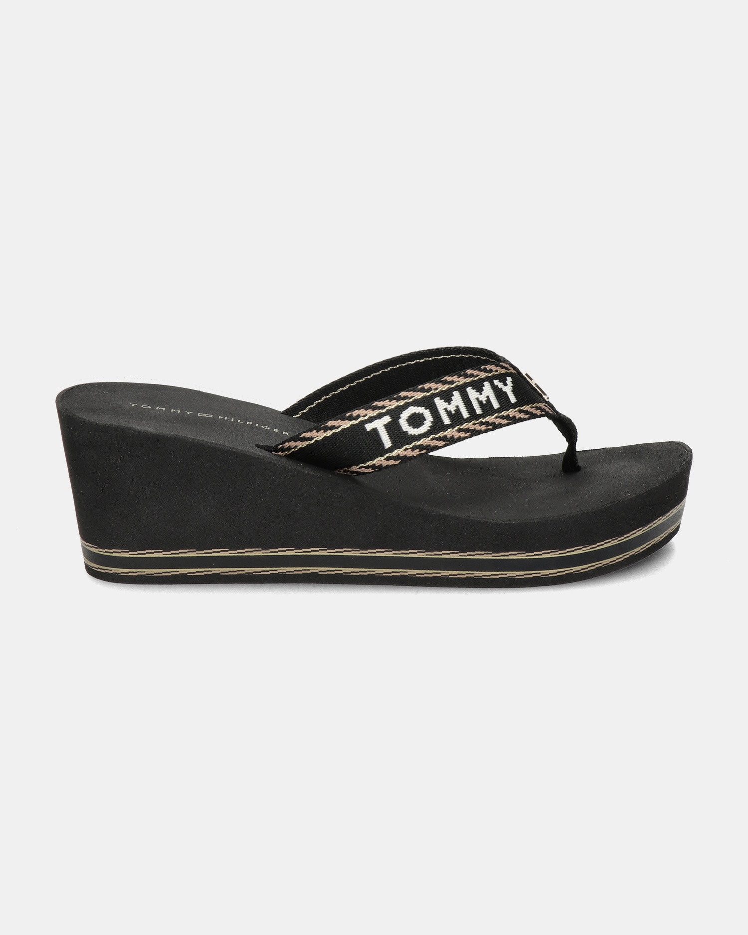Tommy Hilfiger Sport Webbing Wedge Sleehak  - zwart