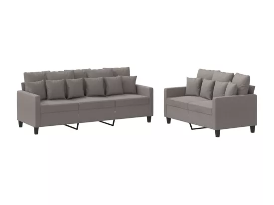 Ensemble de canapés 2 pcs avec coussins Taupe Tissu