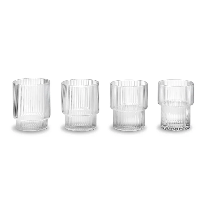 Ferm Living - Ripple Gläser, klar (4er-Set)