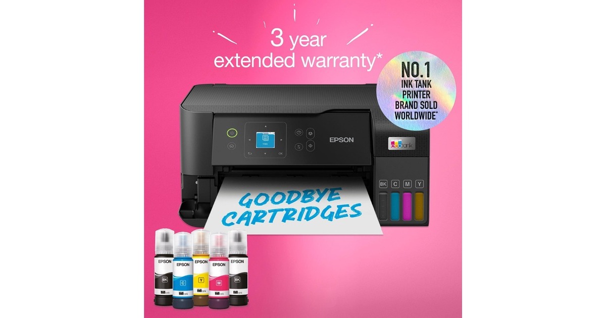 EpsonEcoTank ET-2840 A4 multifunctionele Wi-Fi-printer met inkttank all-in-one inkjetprinter  (Zwart, Scannen, Kopiëren, Wi-Fi, inclusief tot 3 jaar inkt)