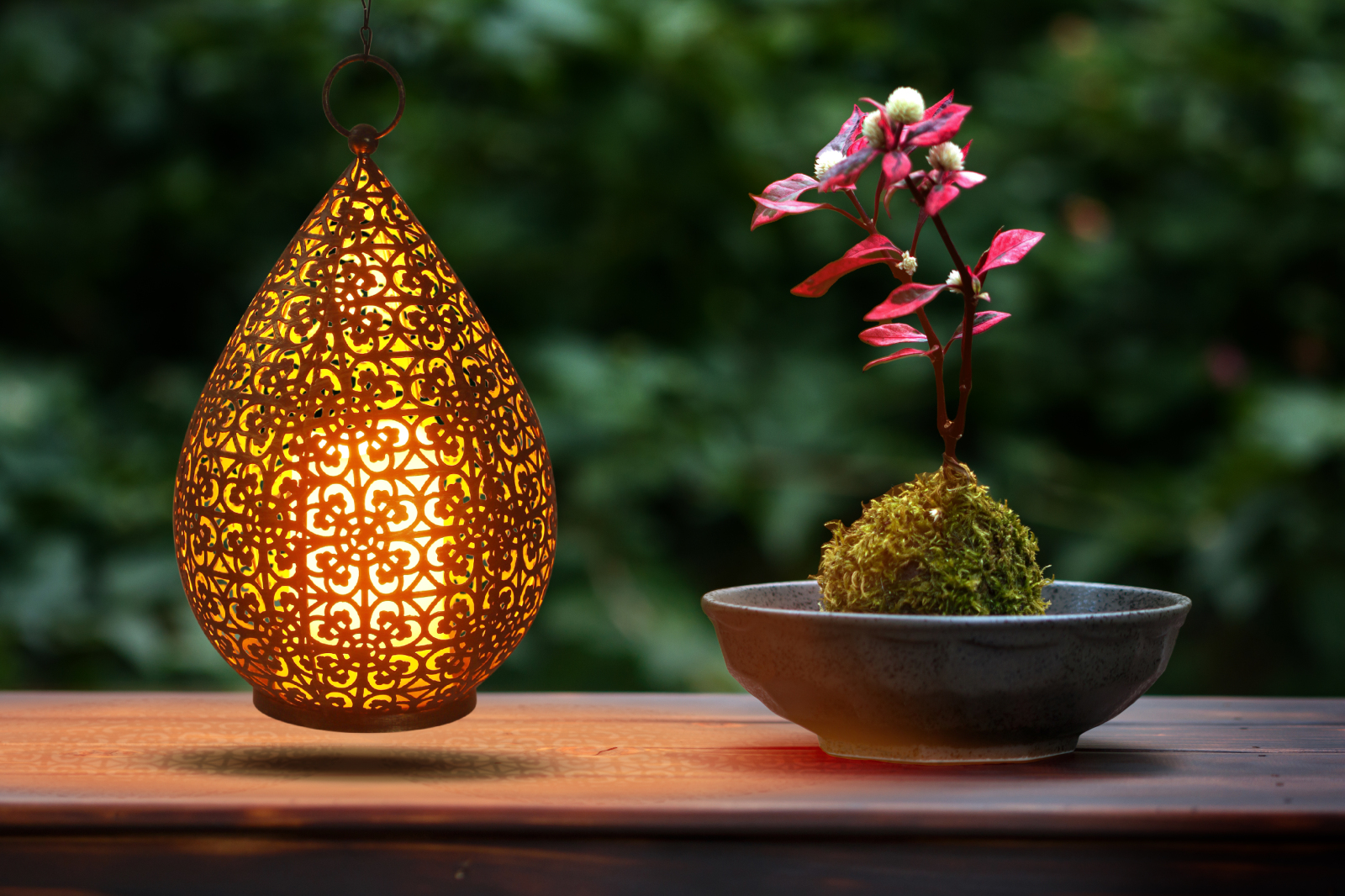 LED-Dekoleuchte - antik-gold - mit Flammeneffekt