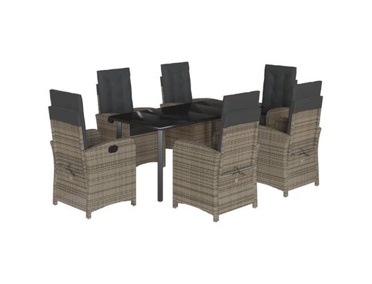 LES TENDANCES - Ensemble table et chaises de jardin-noir-6 places-437852