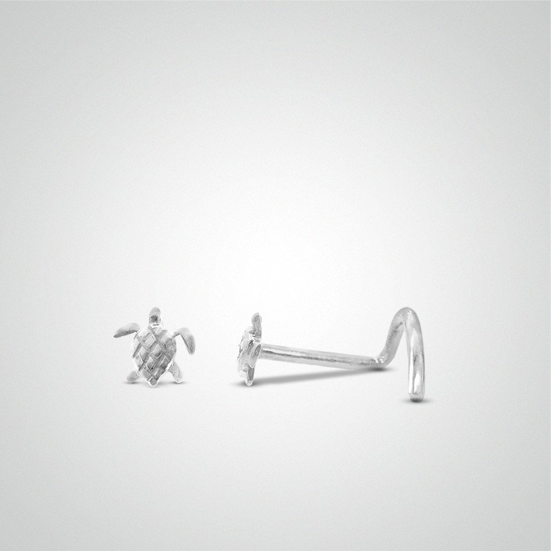 Piercing de nez tortue or blanc barre en U