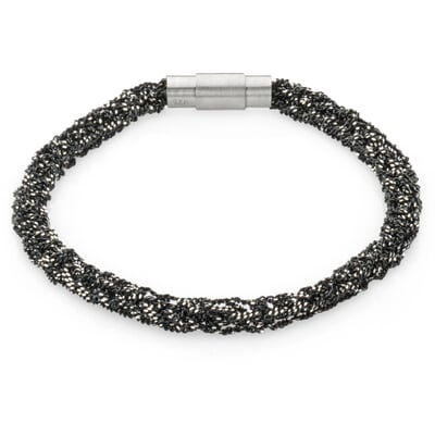 Armband gestrickt, Silber oxidiert