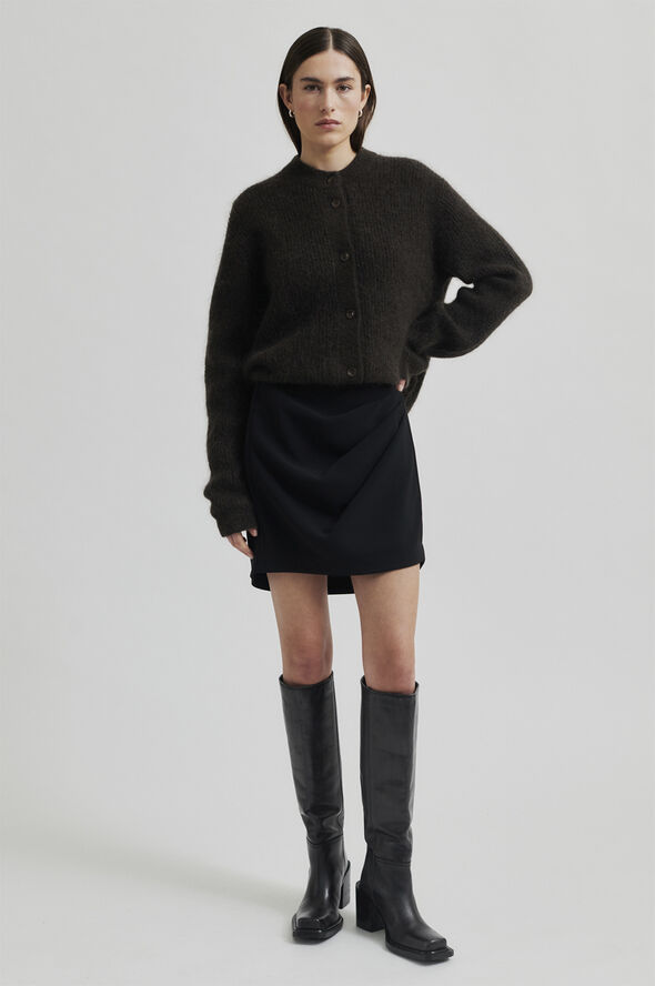 Second Female Brook Knit Rib Cardigan Mulch