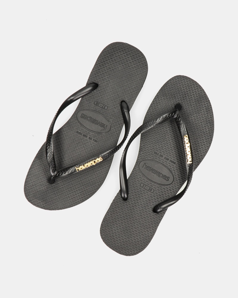 Havaianas Slim Logo Metallic Slippers  - zwart