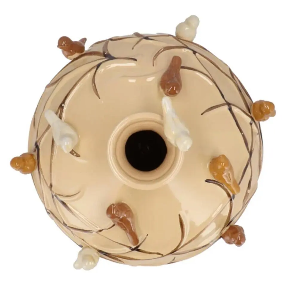 DK Design Vaas Vogels - zandkleurig - D14 x H14 cm