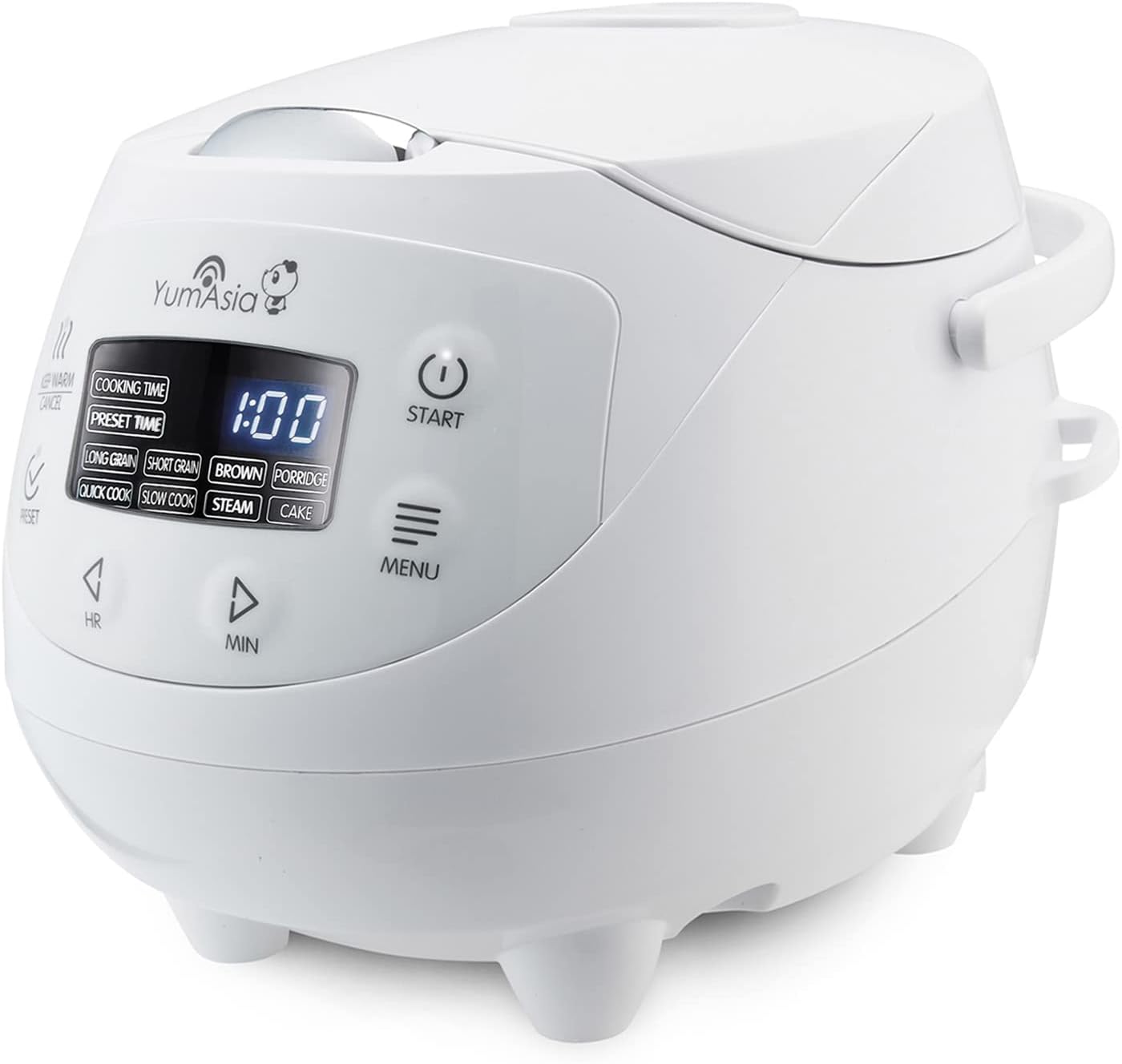 Yum Asia Panda Mini-Reiskocher mit Ninja-Keramikschüssel und Advanced Fuzzy Logic (3,5 Tassen, 0,63 Liter) 4 Reisfunktionen, 4 Multicooker-Funktion, 220–240V (Arctic White)