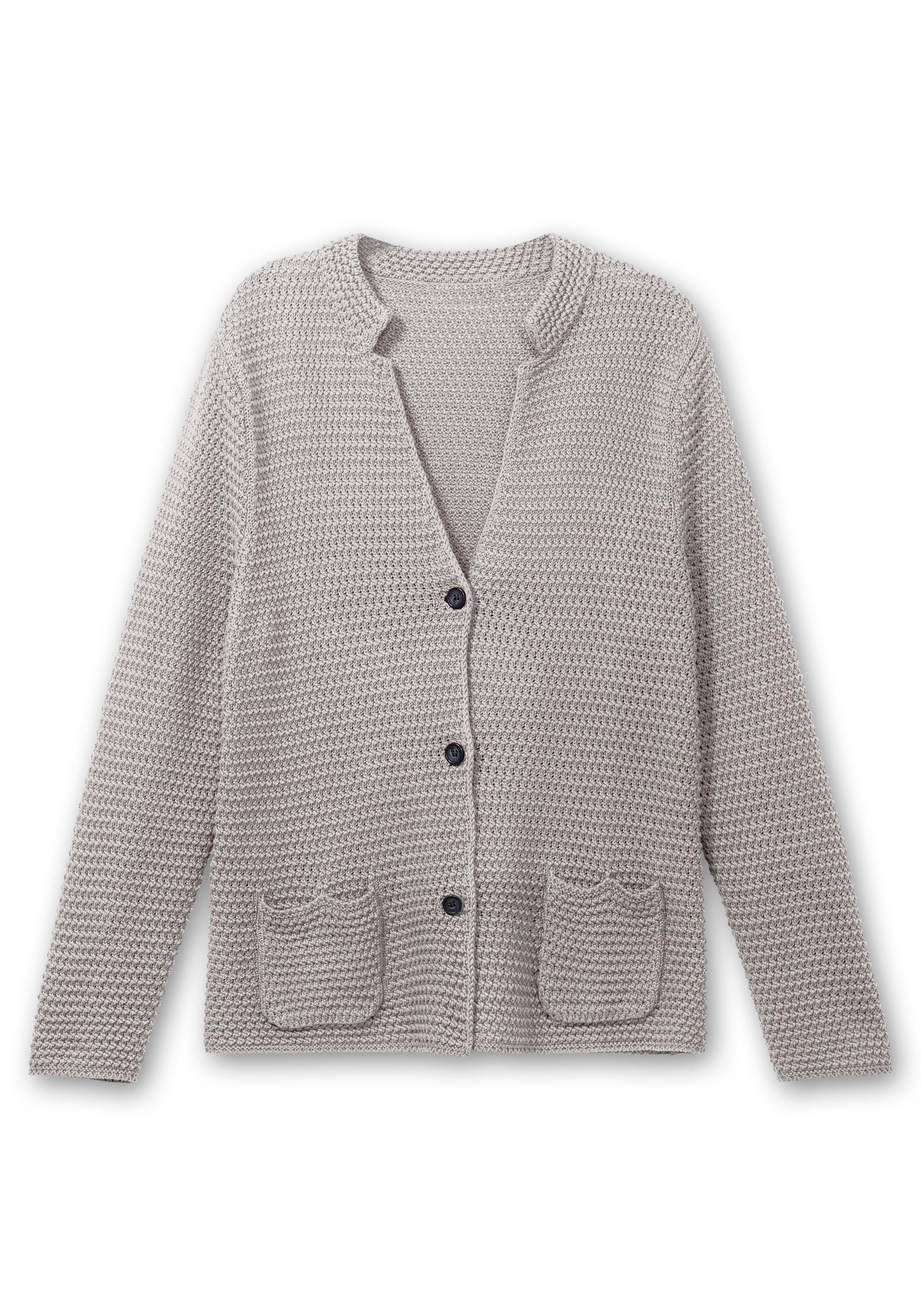 Grobstrickjacke mit Stehkragen und Taschen