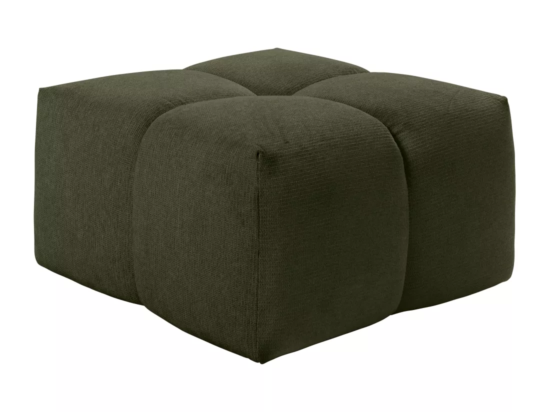 Pouf carré en tissu texturé vert TRIMALDI