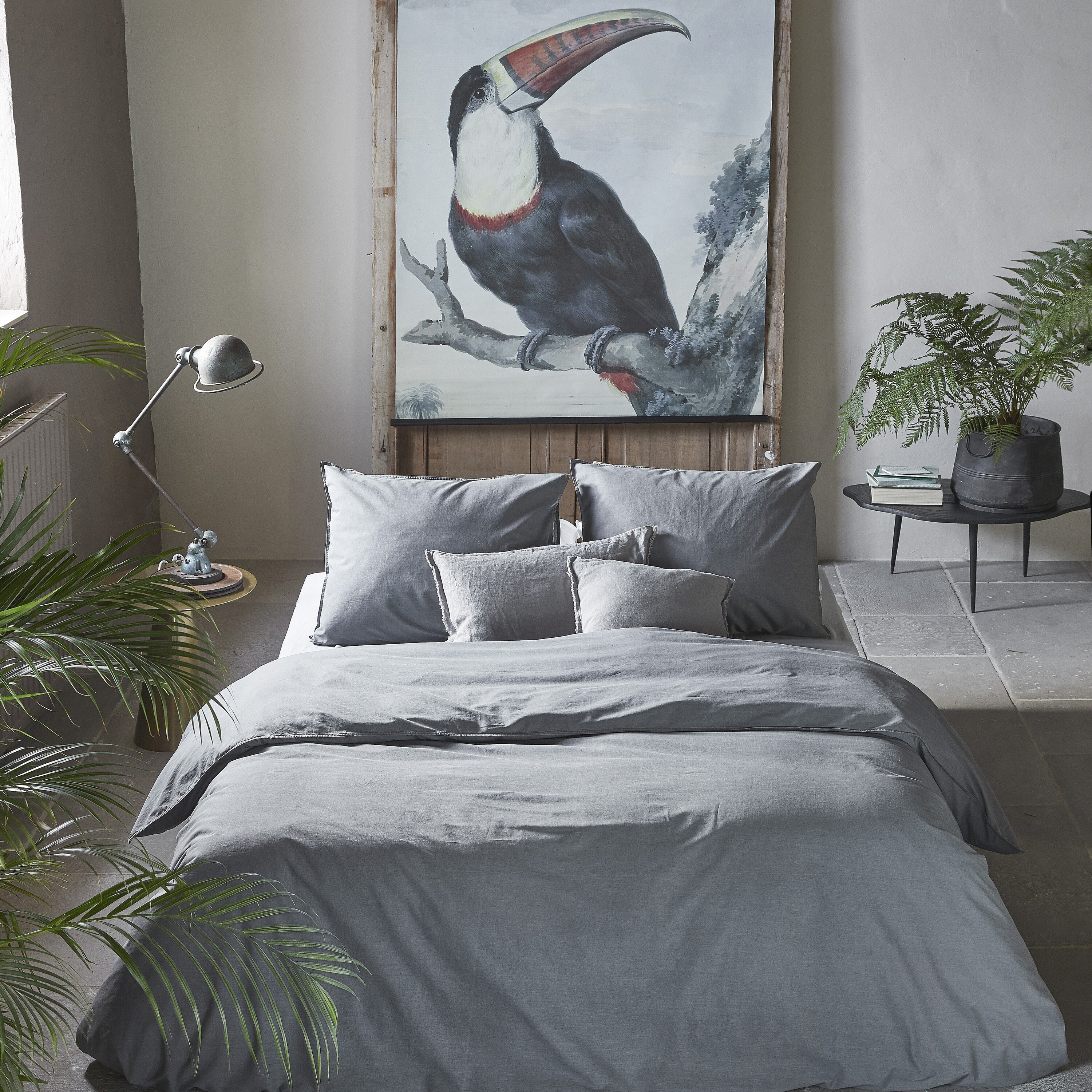 Walra Vintage Cotton Dekbedovertrek 240 x 220/240 cm - Elephant grey