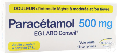 Eurogenerics Paracétamol 500mg EG Labo Conseil 16 Comprimés