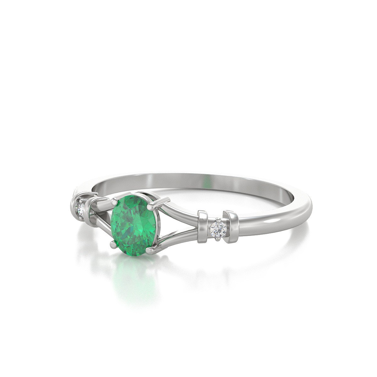 Bague Emeraude et diamants sur Argent 925 2.094grs