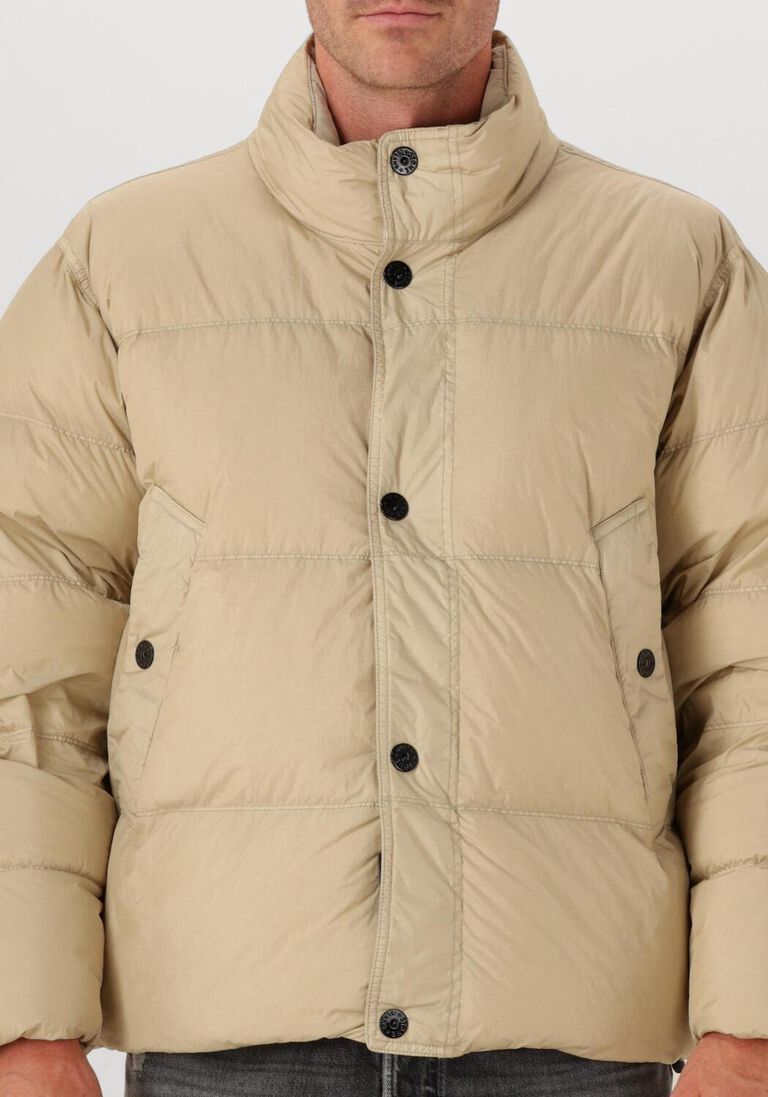 beige stone island gewatteerde jas bomber