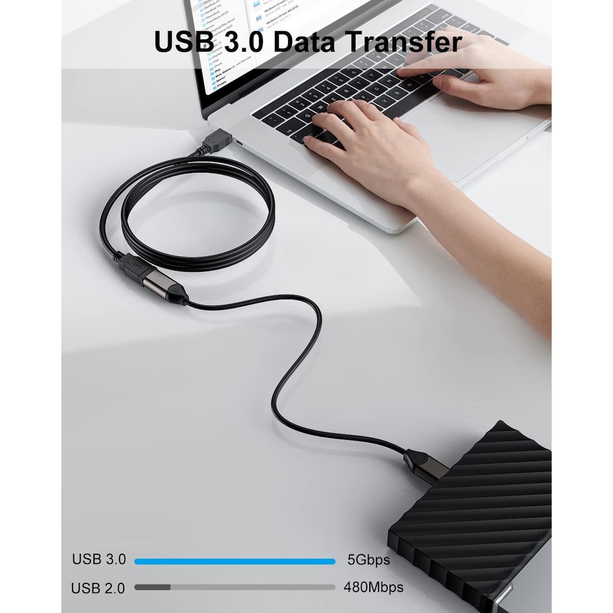 NÖRDIC USB 3.0 type A skjøtekabel 5m