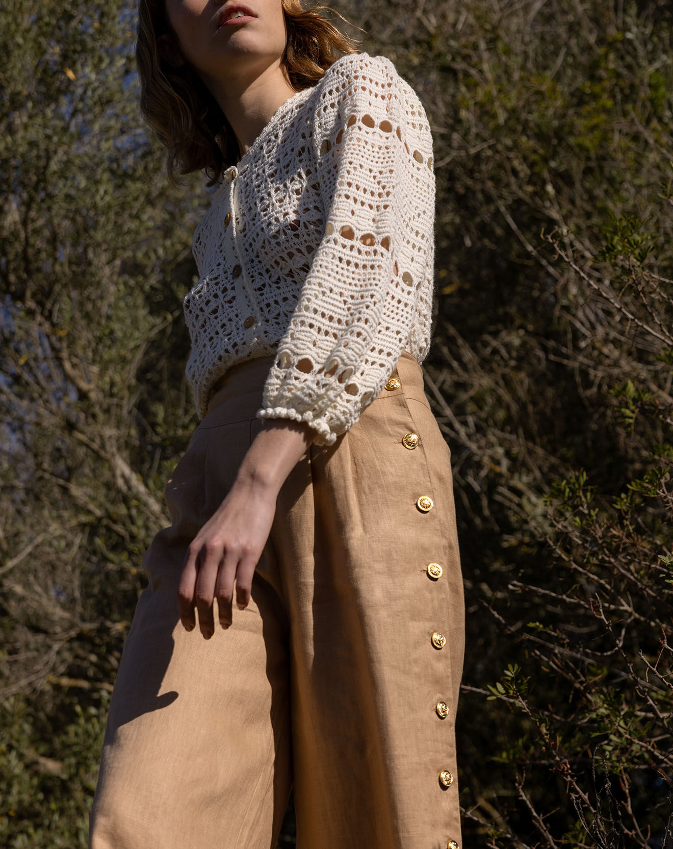 Derhy Pantalon 100% Lin Maiwen beige