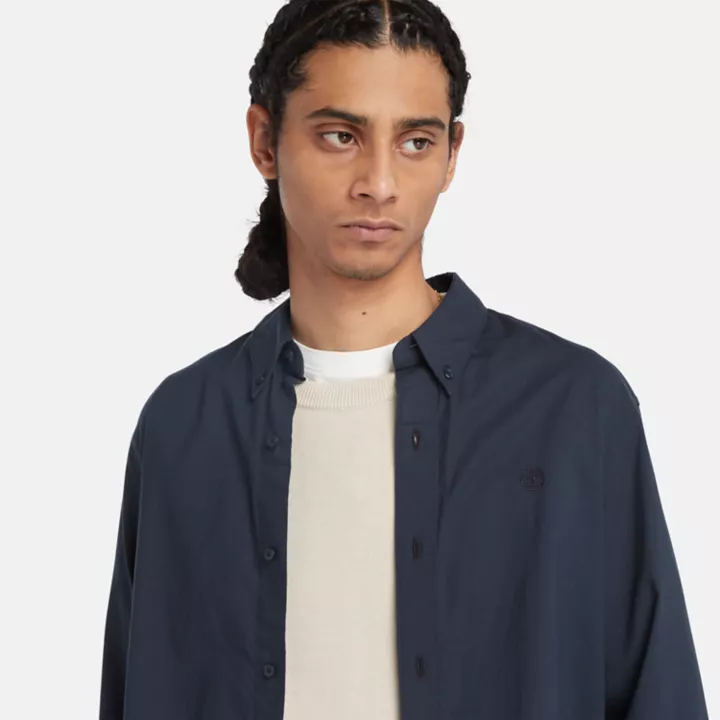 Chemise en popeline pour homme en bleu marine