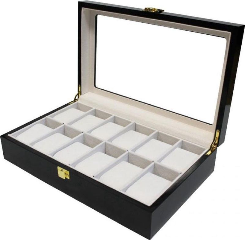 Luxe - Horlogebox - Zwart - Voor 12 Horloges