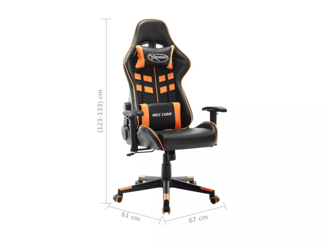 Chaise de jeu Noir et orange Cuir artificiel
