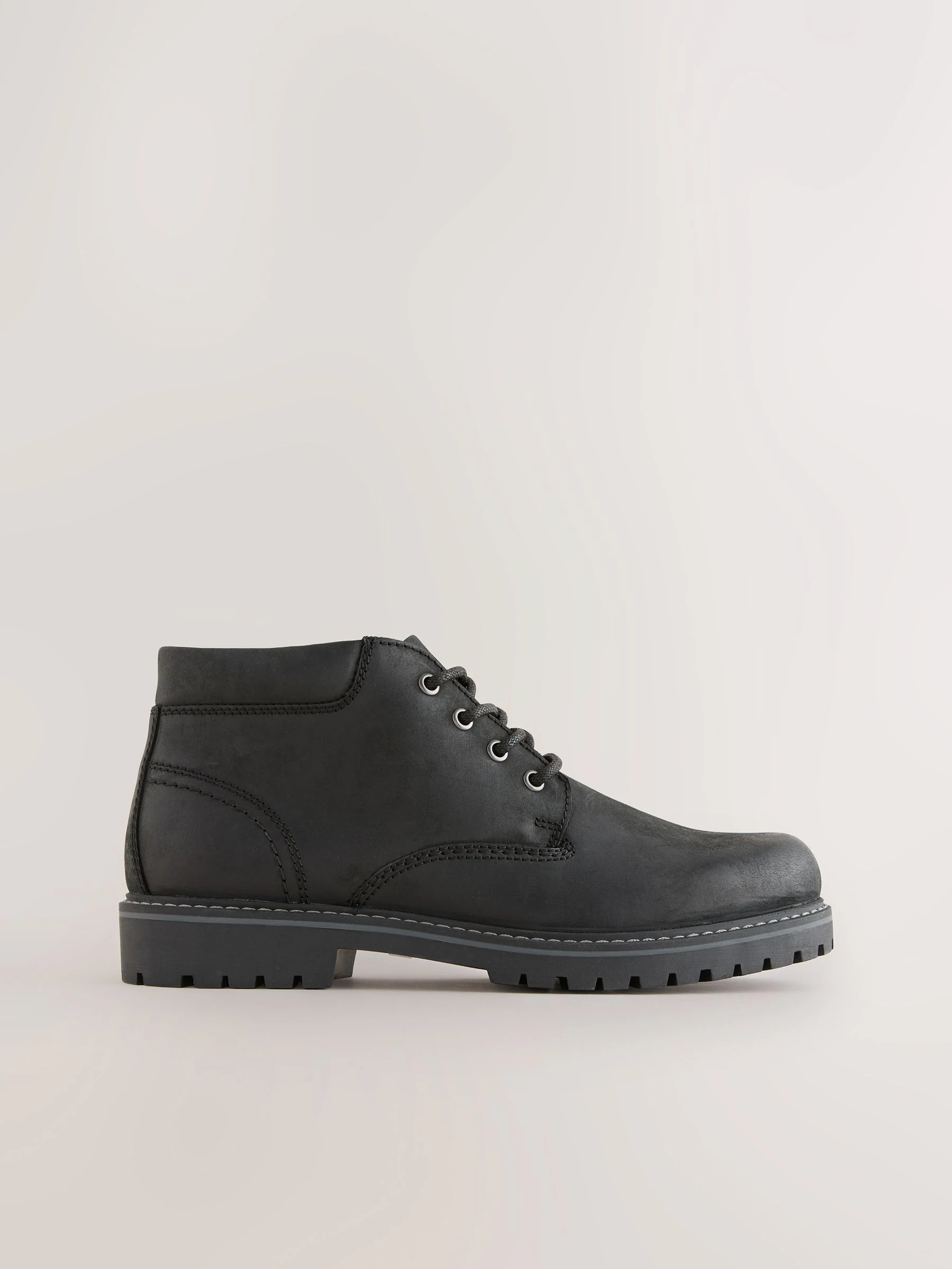 Zwart - Rugged Leather Ankle Boots