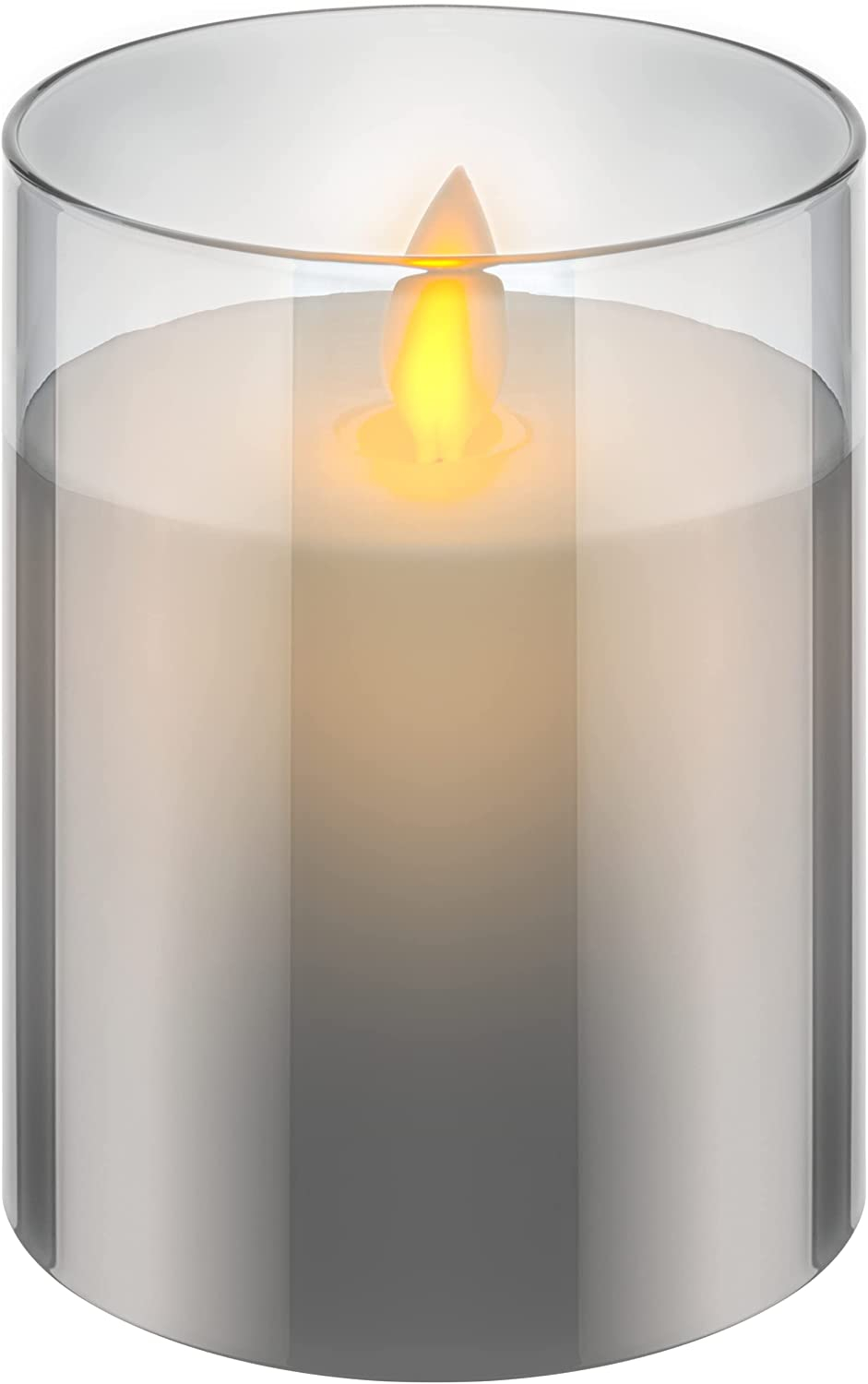 (3er Set) Echtwachs LED Kerze Home Deko Stimmungsleuchte im Glas (Batteriebetrieben) - Warmweiss