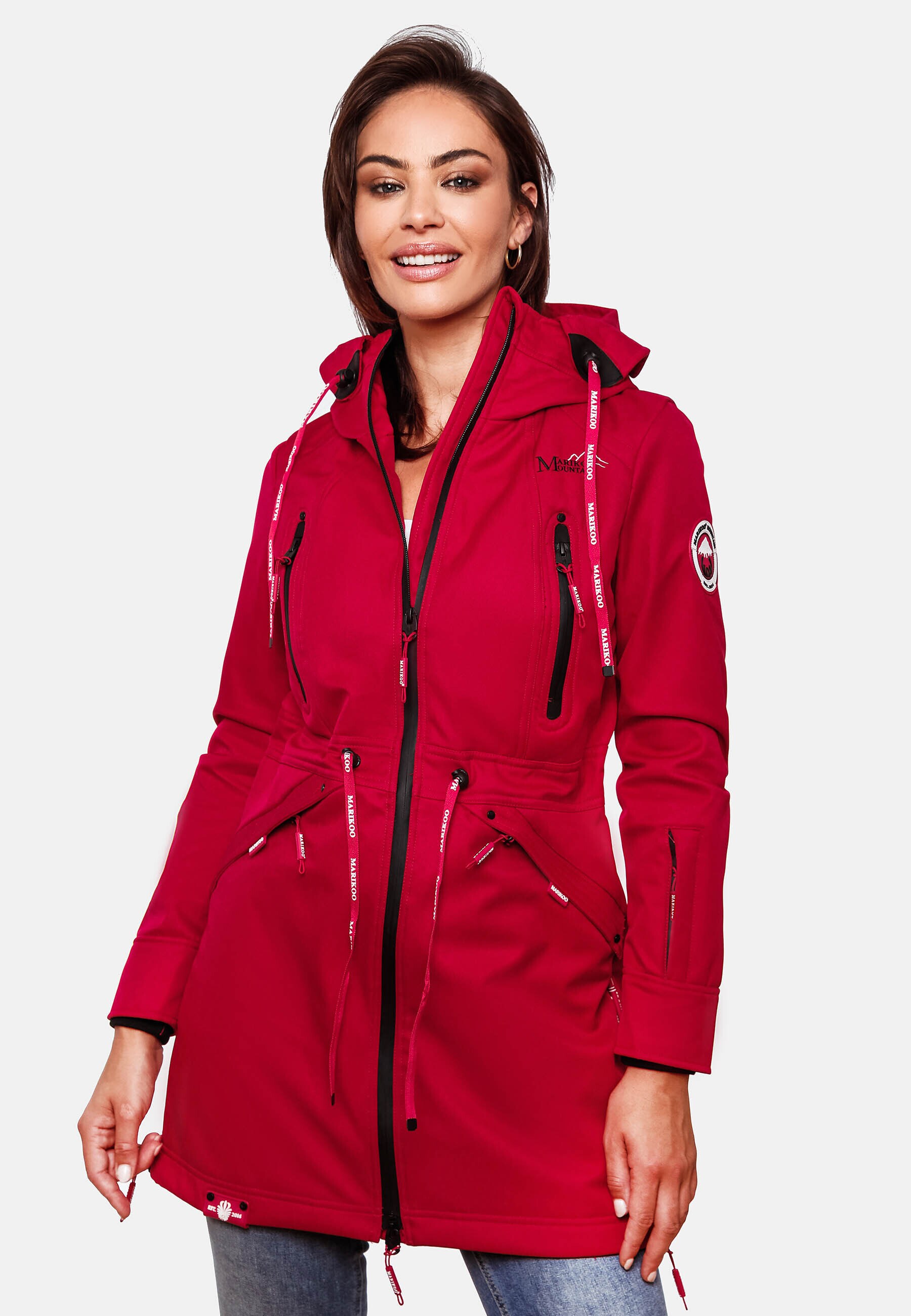 MARIKOO Damen Softshelljacke Funktionsjacke mit warmen Teddyfleece & Kapuze Racquellee