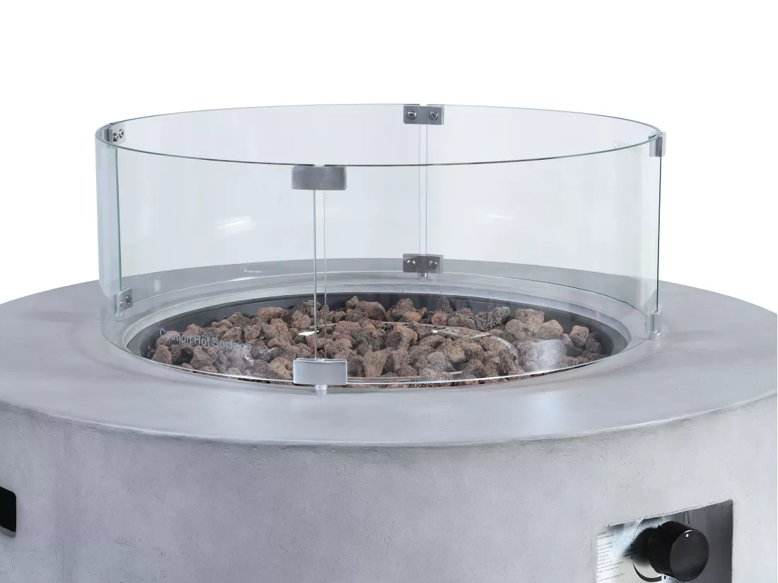 Table braséro ronde au gaz en MGO effet béton - SEROZA