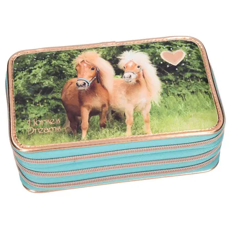 Depesche Horses Dreams 3-Fach Federtasche Türkis