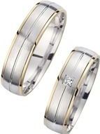 Trouwringen geel en witgoud met Diamant breedte 5,5 mm