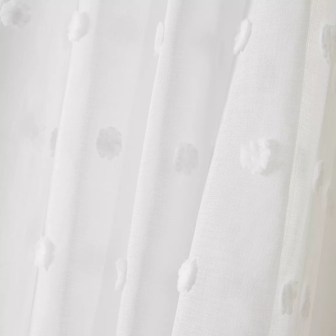 Voilage galon fronceur pompons (140 x 240 cm) Emie Blanc
