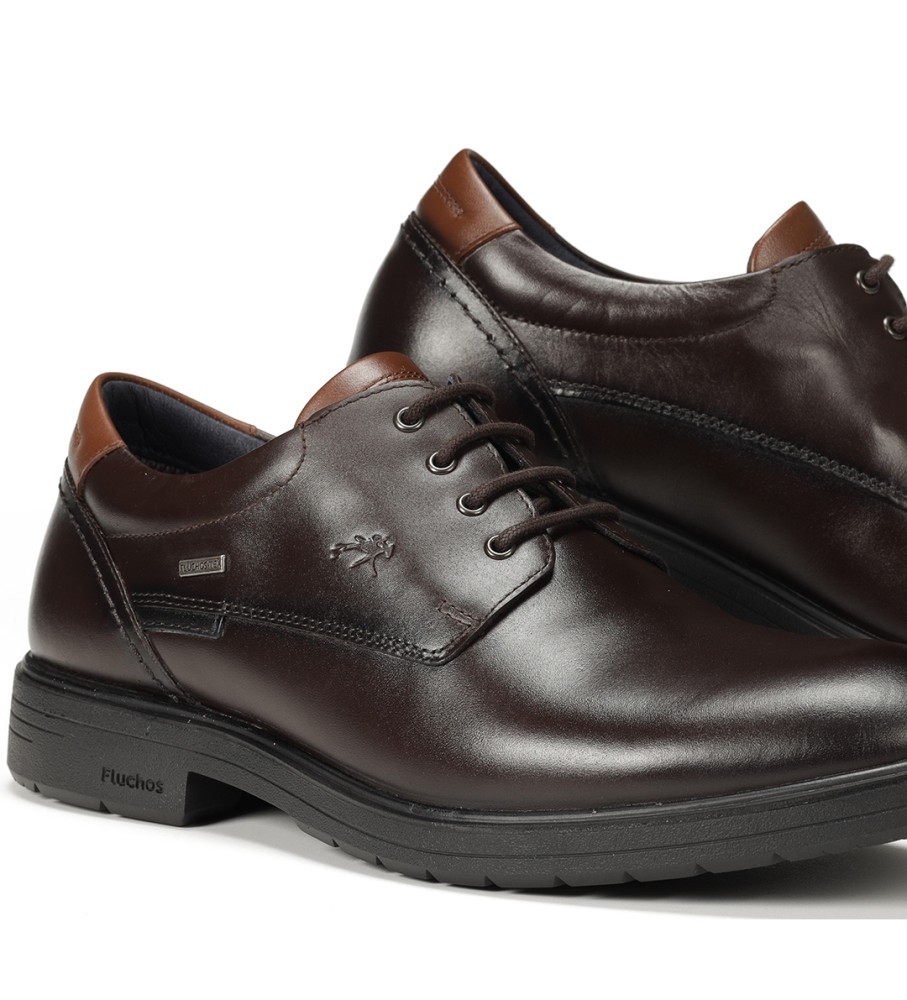 Sapatos de couro Fluchos F1304 marrom escuro