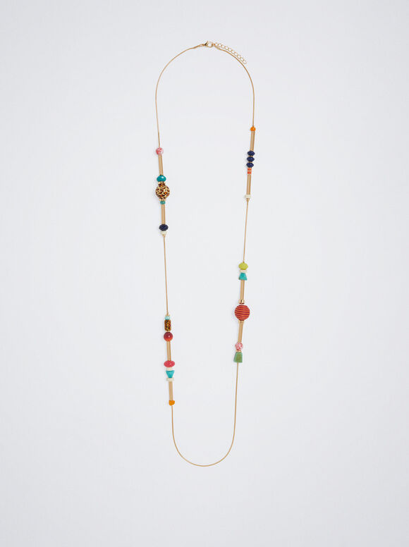 Colar multicolorido com resina - Multicolorido