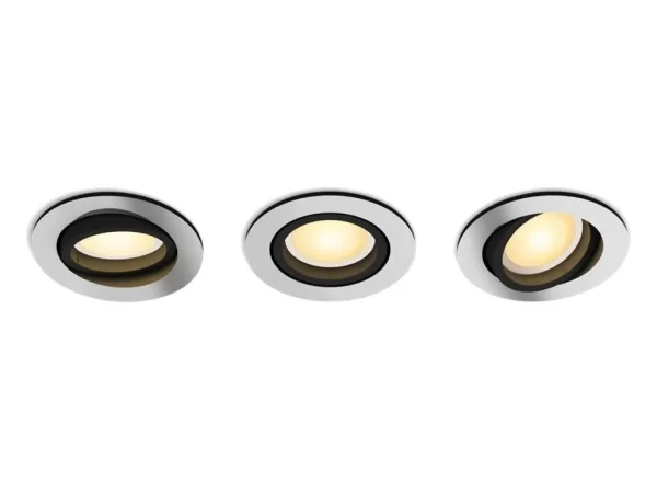 Philips Hue White ambiance Milliskin - Indlejret spotlys - LED-spot lyspære - GU10 - 4.2 W - klasse E - varmt til køligt hvidt lys - 2200-6500 K - aluminium (pakke med 3)