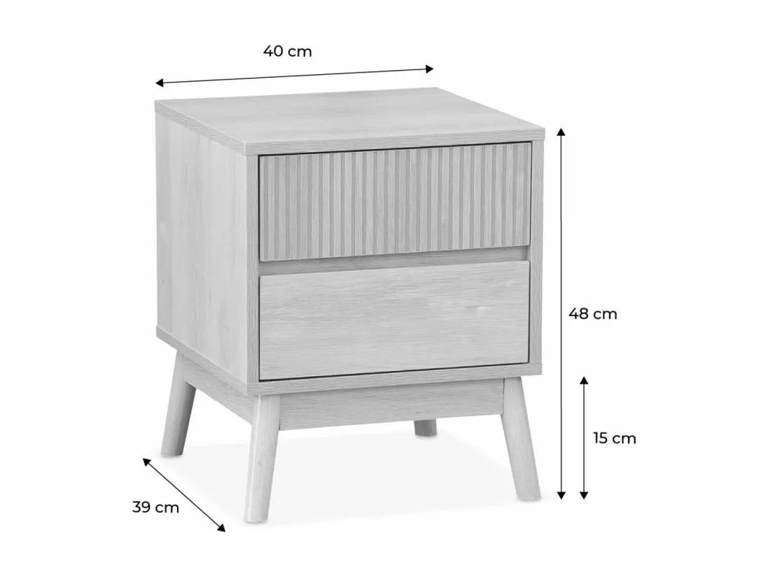 Lot de 2 tables de chevet deux tiroirs. décor bois et piétement en pin - Linear