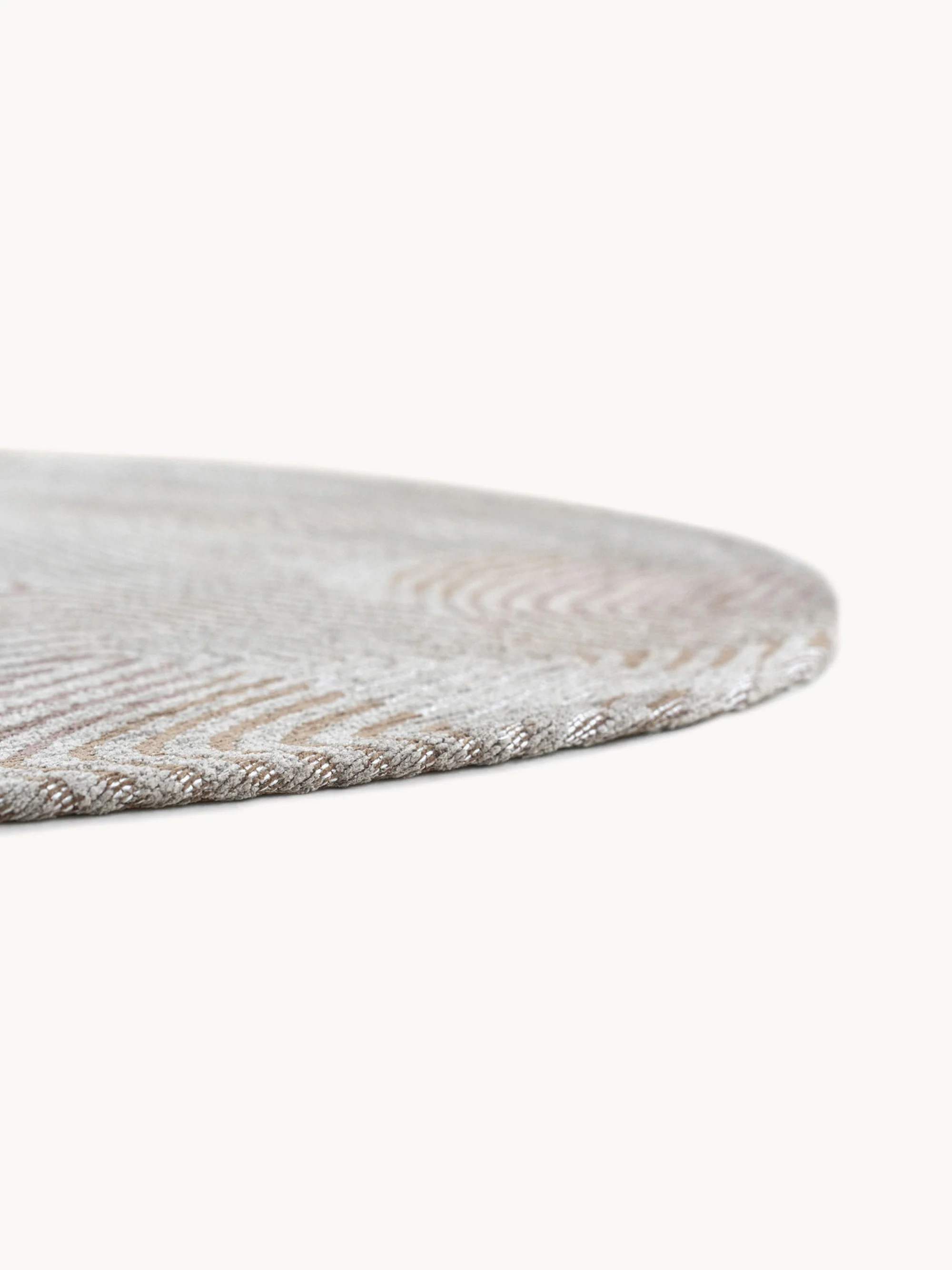 Rond jacquard in- & outdoor vloerkleed Coral, wasbaar