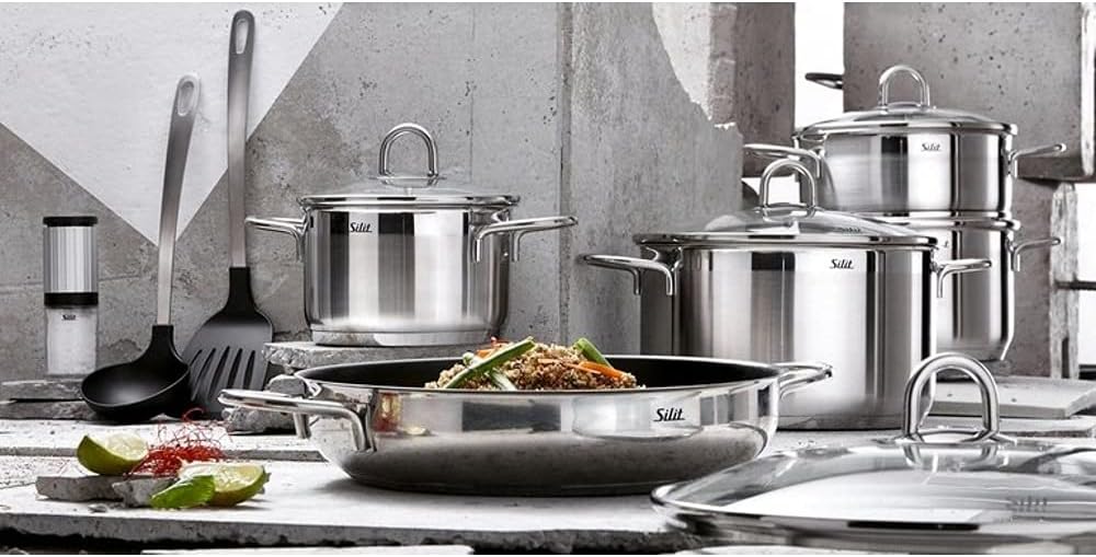 Silit Diamant Topfset Induktion 4-teilig, Kochtopf Set mit Glasdeckel, Edelstahl poliert, Induktions Töpfe Set unbeschichtet