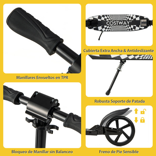 Patinete dobrável com manilha ajustável Costway