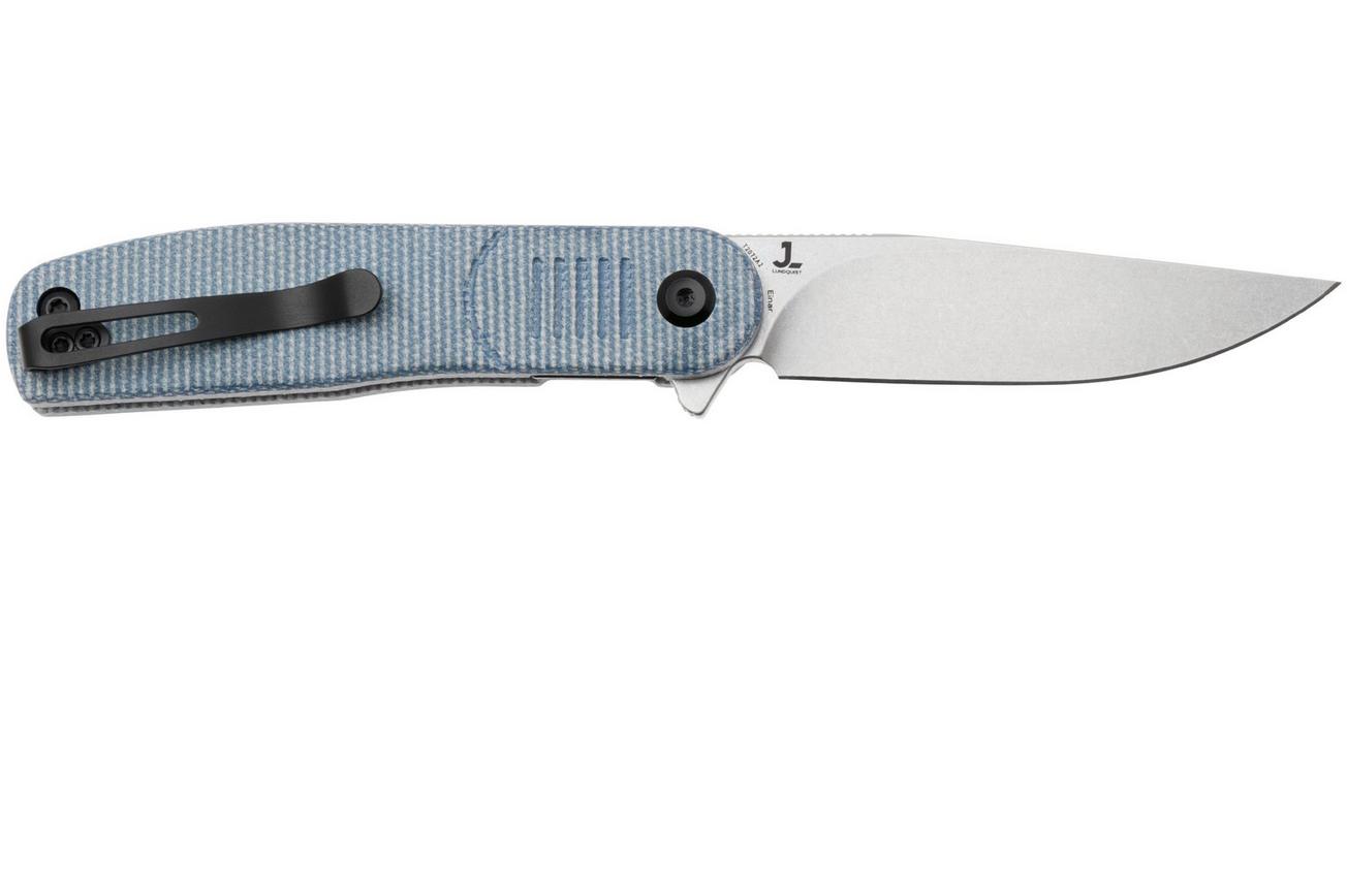 Tenable Knives Einar T2072A2 Stonewashed Nitro-V, Blue Micarta, zakmes, Justin Lundquist design