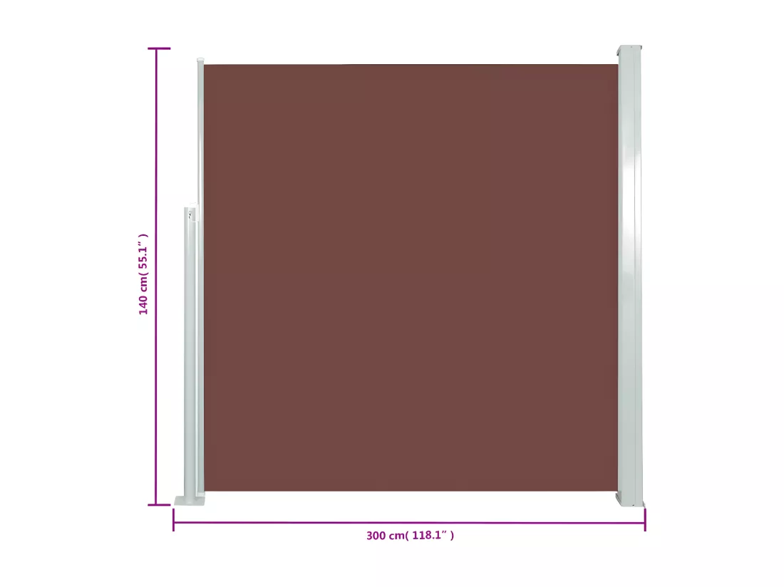 Auvent latéral rétractable de patio 140x300 cm Marron