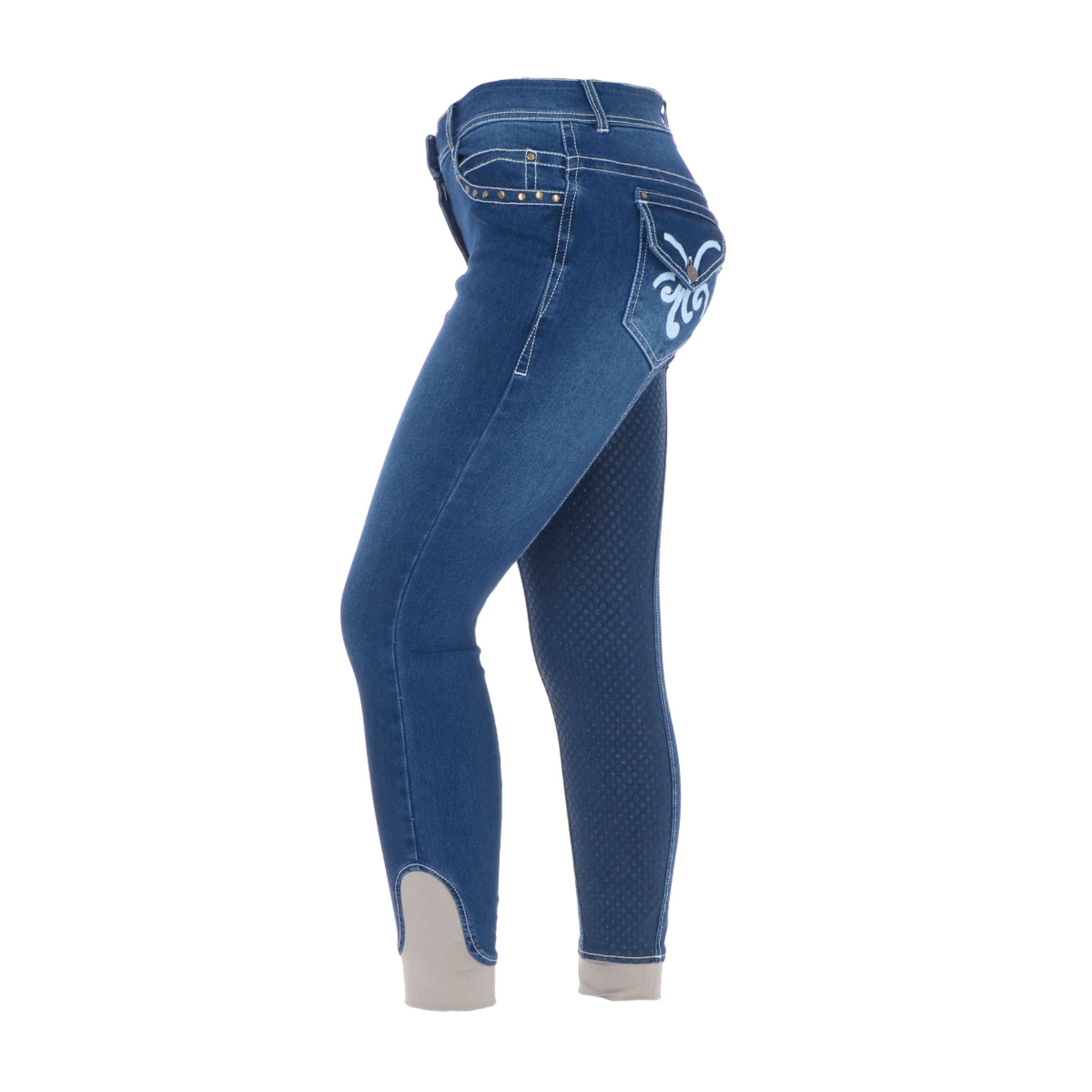 HKM Rijbroek Pasadena Summer Denim Siliconen Zitvlak Jeans Blauw