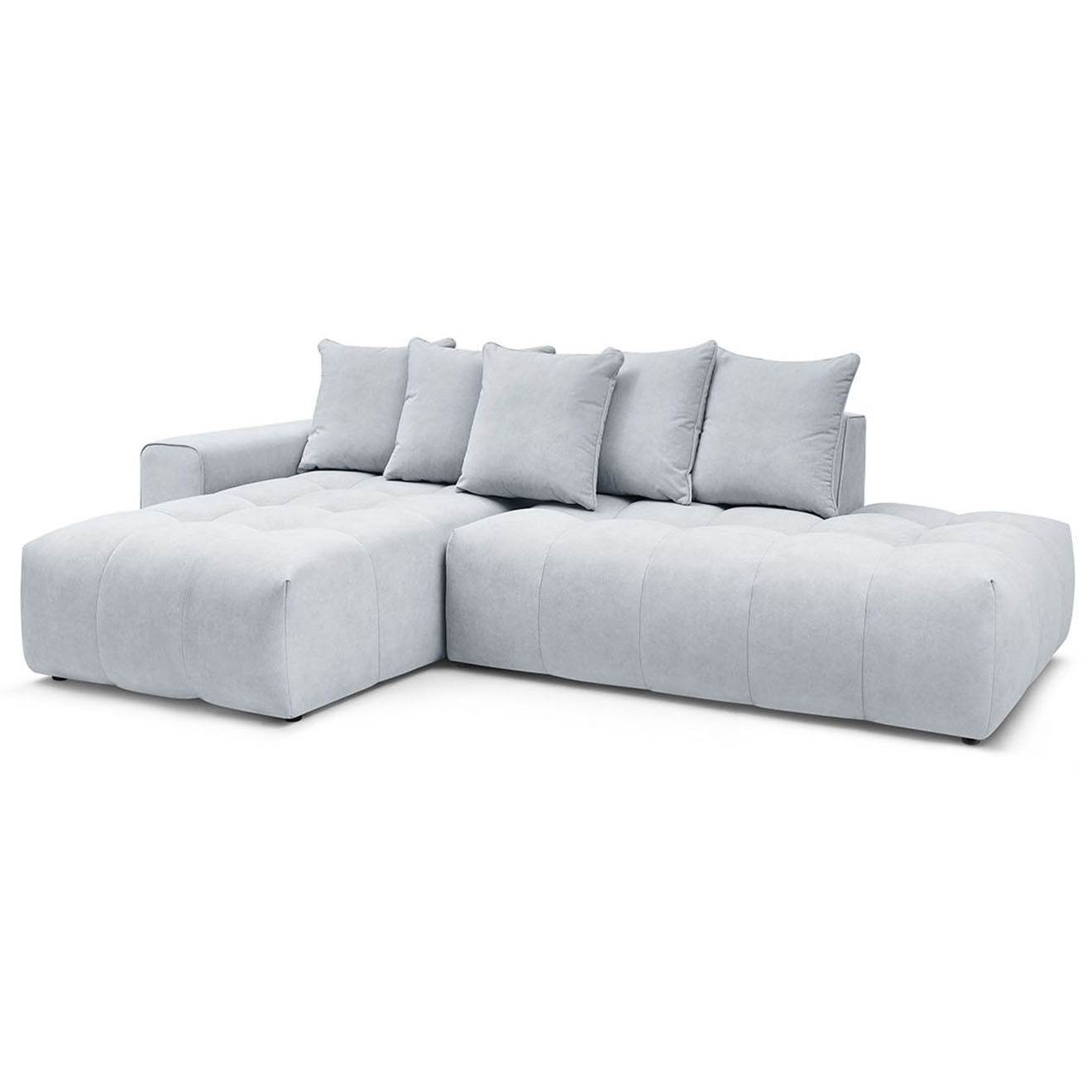 Bobochic Canapé d'angle fixe mont-blanc velours angle gauche gris clair - 313x176x97 cm