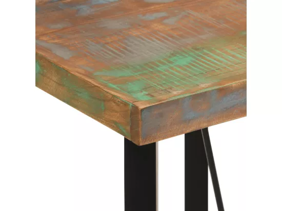 Table de bar 55x55x107 cm bois massif de récupération et fer