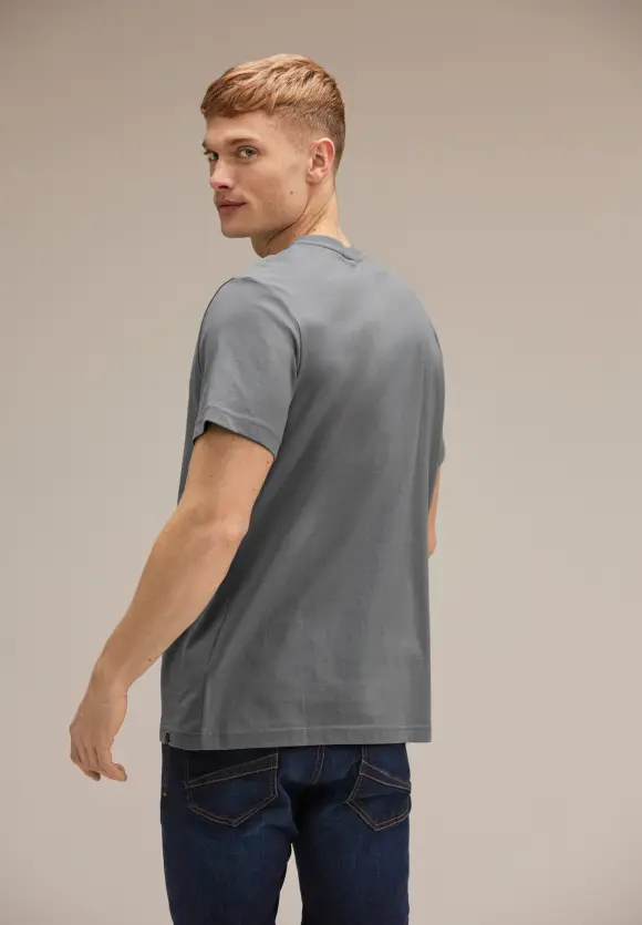 Basic T-Shirt in Unifarbe - light iron grey