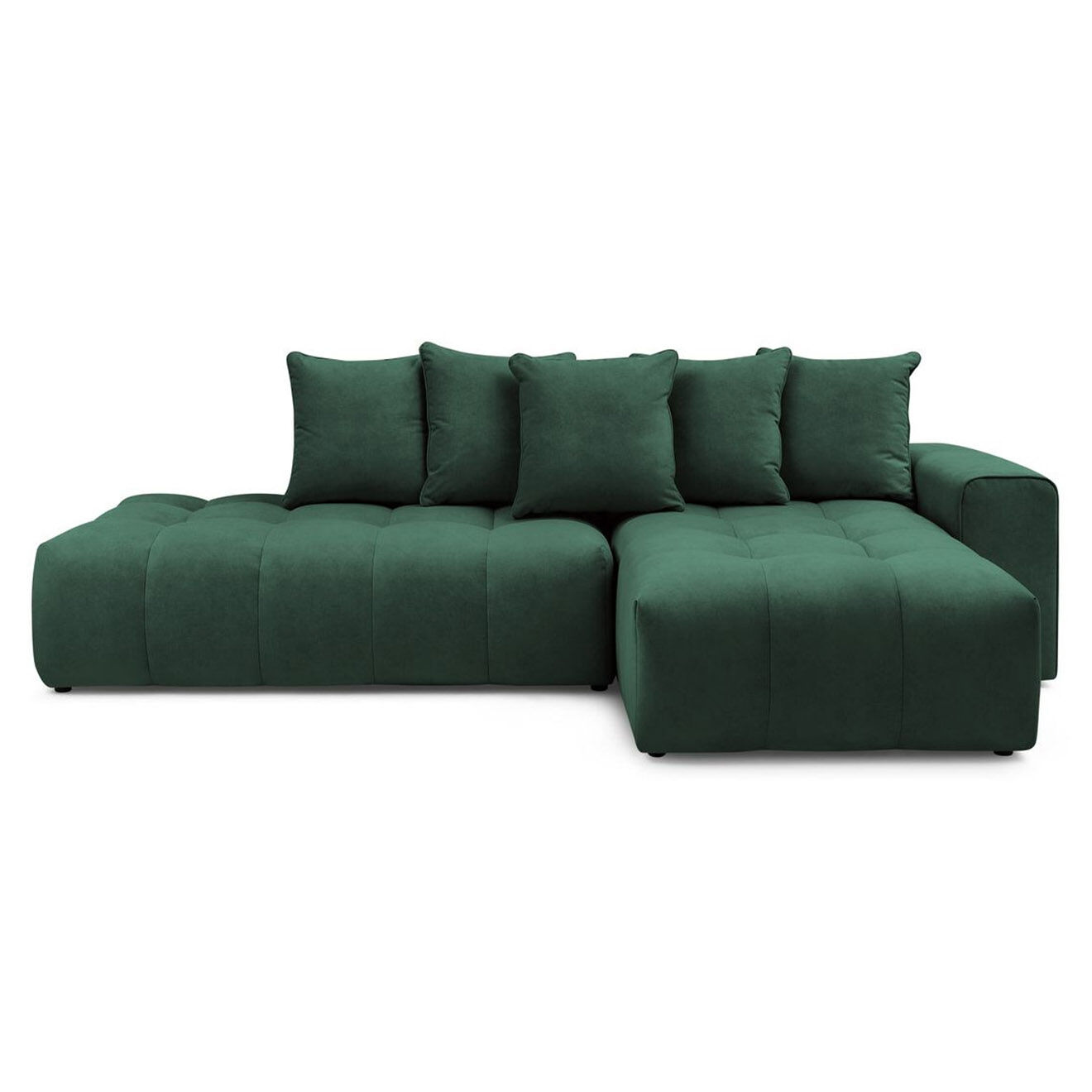 Bobochic Canapé d'angle fixe mont-blanc velours angle droit vert - 313x176x97 cm